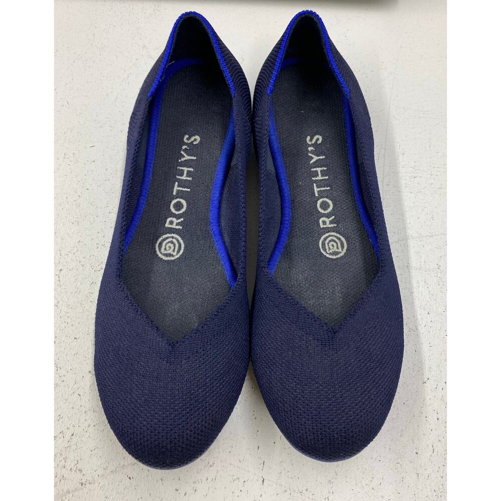 Women Rothy's navy knit rounded toe slip-on casual ballet flats shoes, 6 - Picture 4 of 7